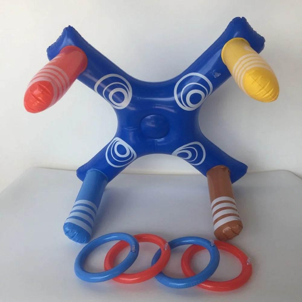 Summer Sport Swimming Inflatable Ring Toss Game Floating Pool Toys for Kids Adult Water Accessories Beach Supplies with 4 Loops - Empire P.E
