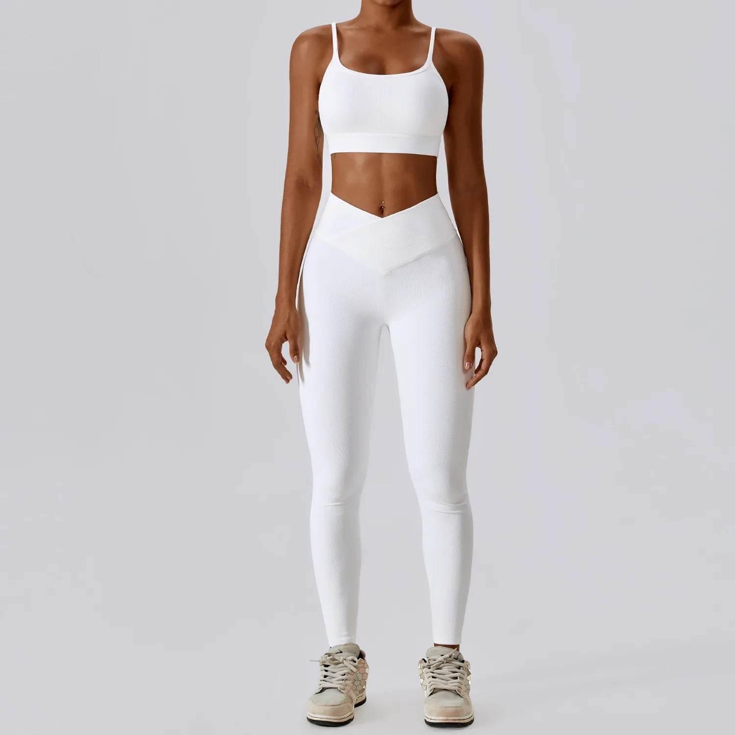 2PCS Seamless Yoga Set Gym Clothes Sportswear Yoga Suits For Women Fitness Rib Tracksuits Sports Bra Gym Leggings Sports Suits - Empire P.E
