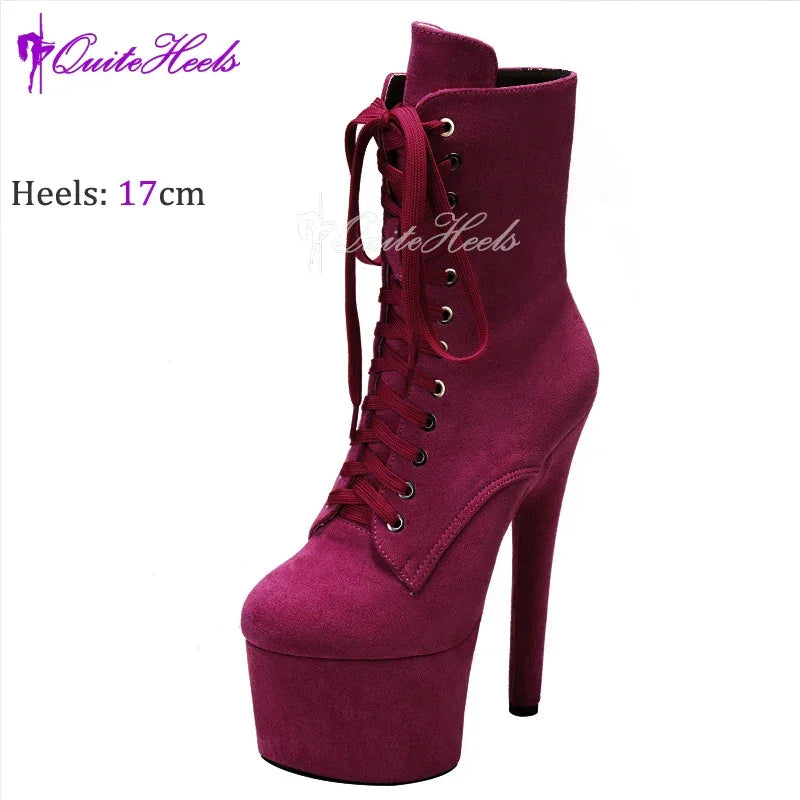 Faux Suede 17cm Pole Dance Shoes - Empire P.E