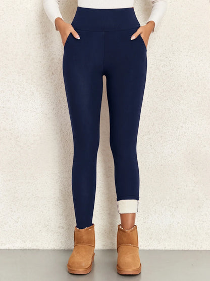 Pockets Thick Winter Warm Leggings Women High Waist Mallas Casual Velvet Warm Leggings Prevent Cold Super Warm Pants - Empire P.E