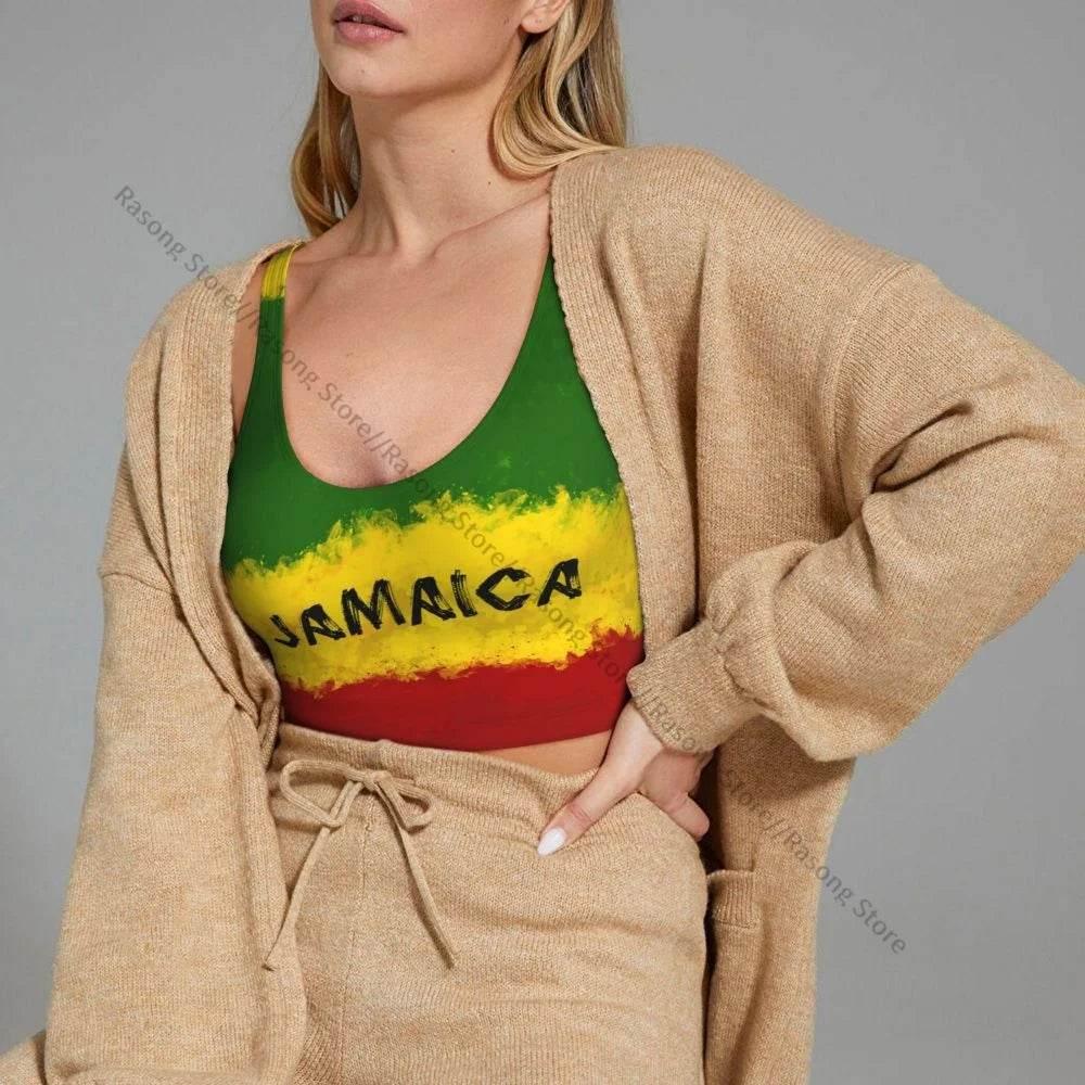 Sports Bra Women Running Yoga Clothes Vest Jamaica Kingdom Flag Gathering Fitness Vest - Empire P.E