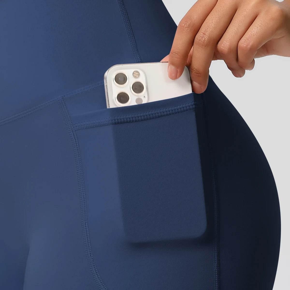 Women Sports Short With PocketedYoga Legging Shorts Squat Proof High Waist Fitness Tight Shorts Quick Drying Cycling Workout Gym - Empire P.E