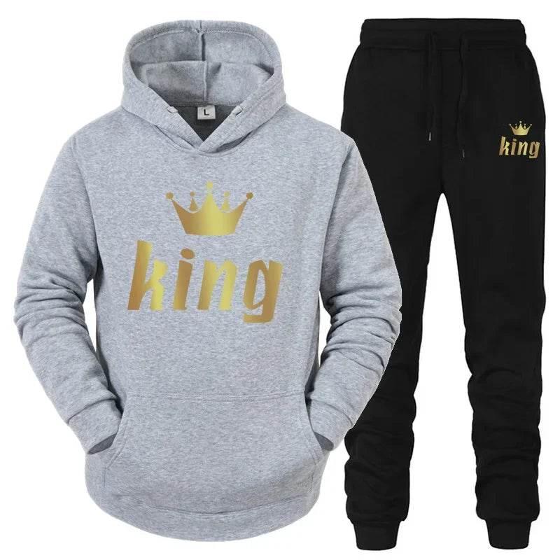 King And Queen Couple Outfit Hoodie and Jogger Pants High Quality Men Women Daily Casual Sport Jogging Suit King Queen Tracksuit - Empire P.E