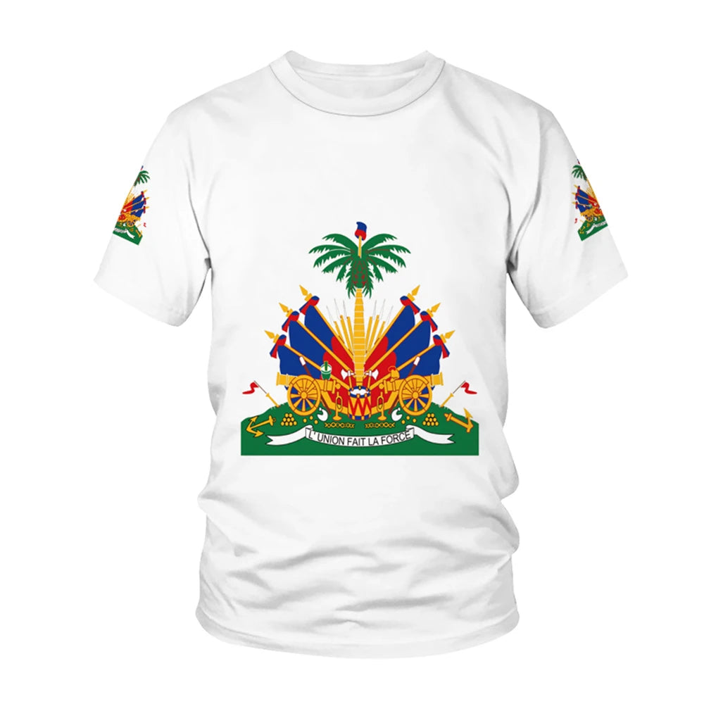 Haiti 2025 National Flag Pattern T-shirt Men Hot Sale New Summer Women Tops Shirt Children Short-Sleeved - Empire P.E
