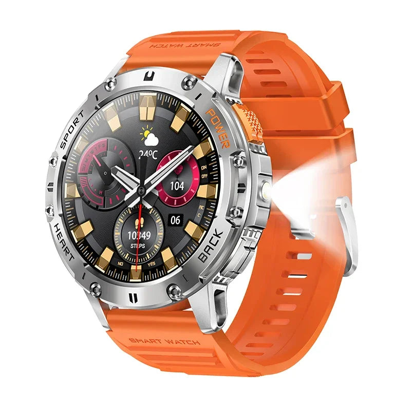 For Android ios New AMOLED Smart Watch Men with Flashlight