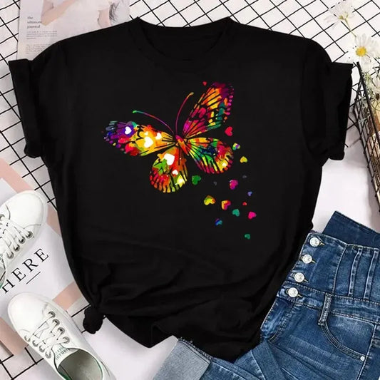 Colorful Butterfly Petal Print Short