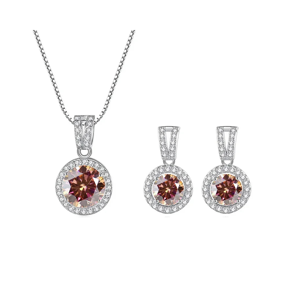 2ct total Moissanite Jewelry Set Sterling Silver 925 Necklace Earrings - Empire P.E