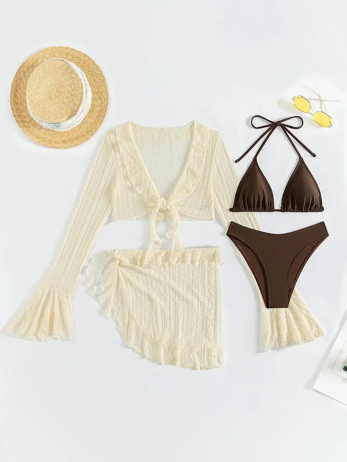 Women's 4 Piece Bikini Halter Neck Triangle Set