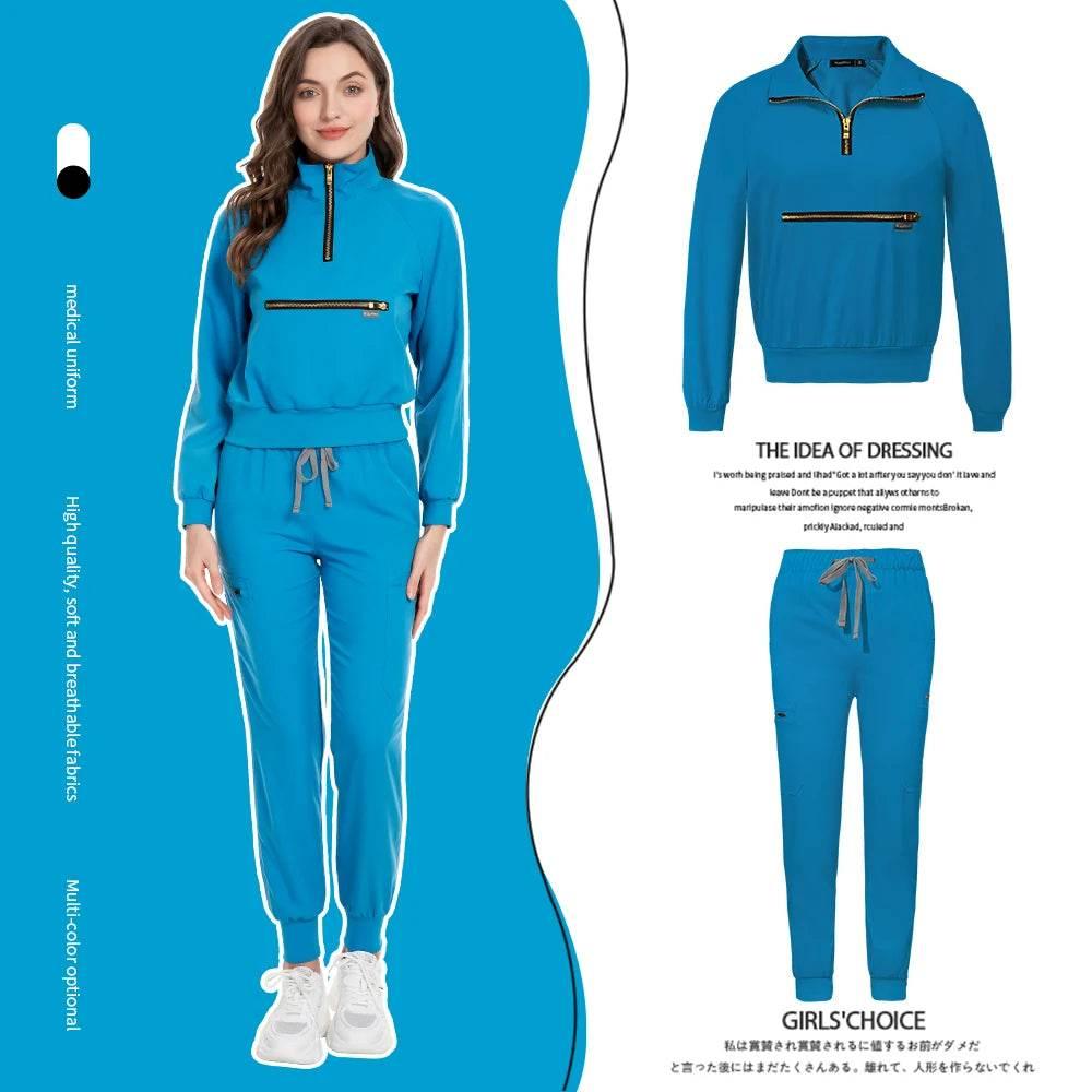 Long Sleeved Spa Uniforms High Quality Beauty and Health Workwear Scrubs Suits Tops+pants Scrubs Shirt with Pockets Work Clothes - Empire P.E