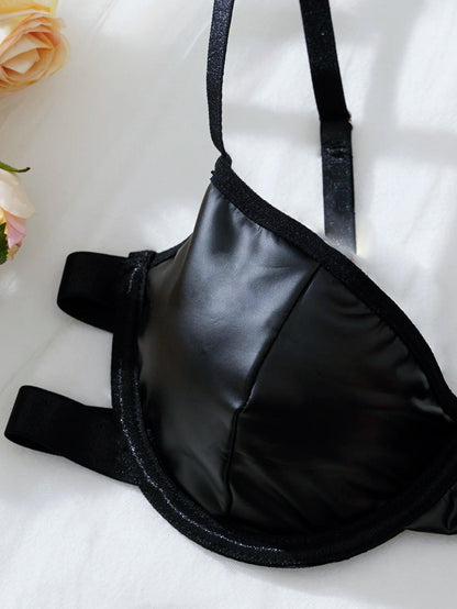Women Sexy Bras And Skirts Set Leather - Empire P.E
