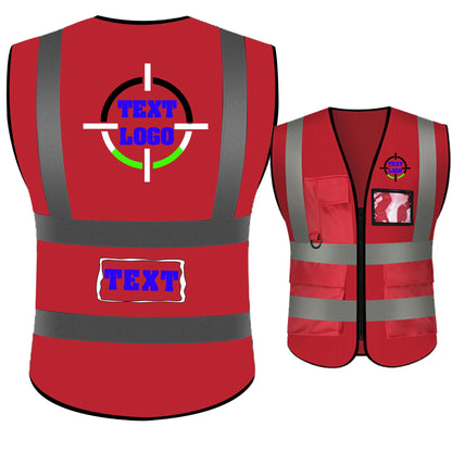Reflective Safety Custom LOGO TEXT High Visibility Work Vest