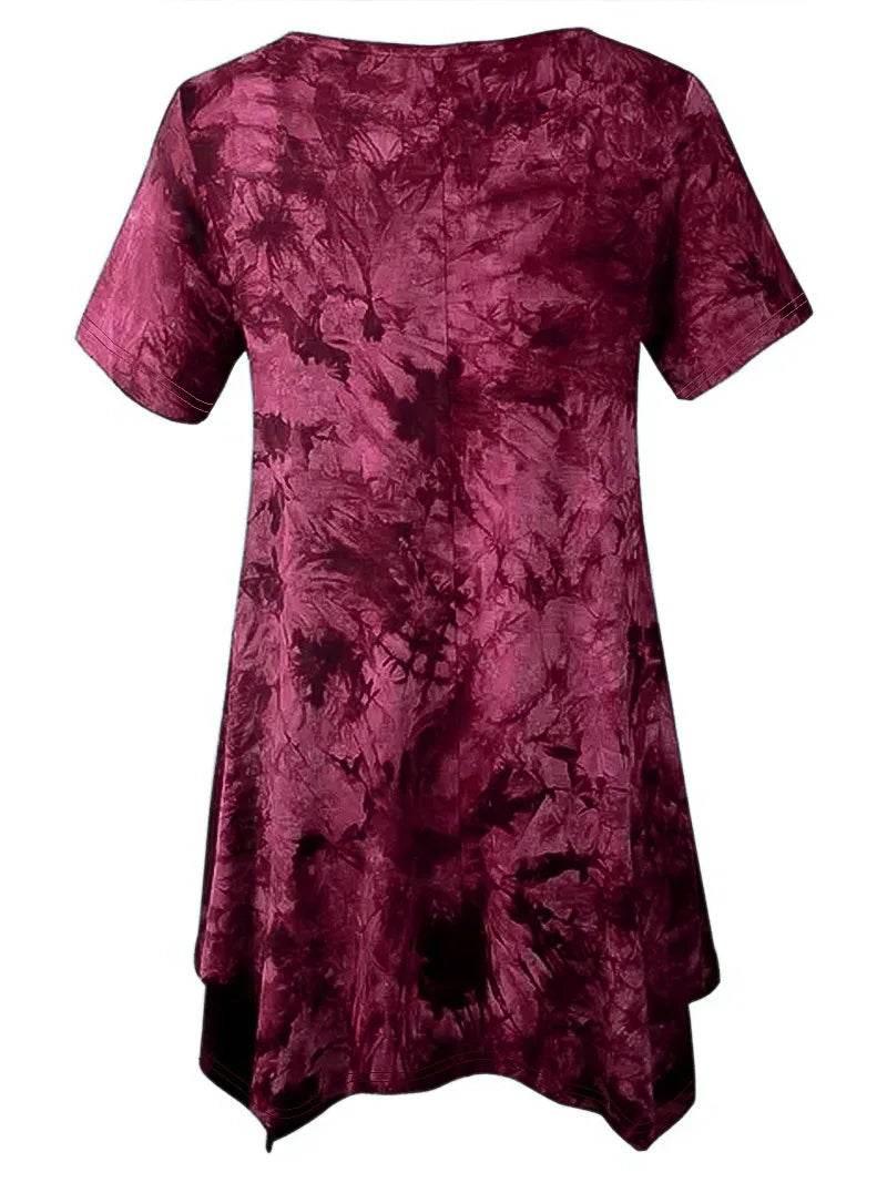5XL Plus Size Woman Clothing Tie Dye Short Sleeve - Empire P.E