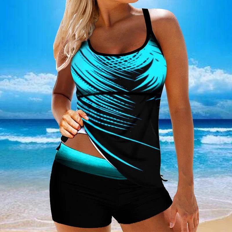 Leaf Printed Swimsuit Women Sexy Strap Cross Backless Plus Size S-8XL - Empire P.E
