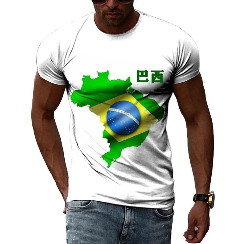 Brazilian Flag 3D Print T-shirts Summer Men Woman Short Sleeve Casual Tees Fashion Streetwear Harajuku T Shirt Kid Tops Clothing - Empire P.E