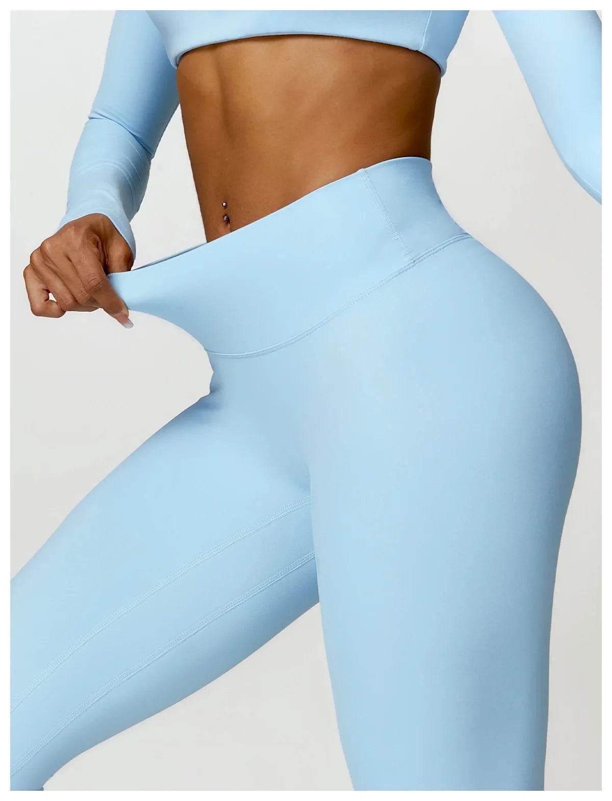 Hearuisavy 2PCS Long Sleeve Gym Set Women Yoga Clothes Quick-Drying Sportswear Running Leggings Workout Sports Crop Top Women - Empire P.E