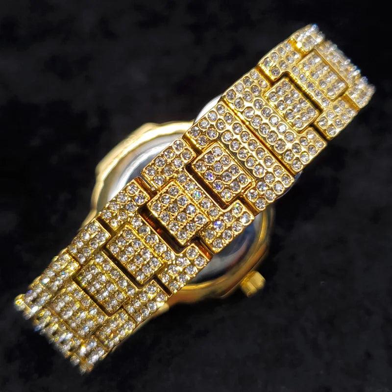 Luxury Diamond Watch Men Hip Hop Street Style Date Display Quartz Timepiece Iced Out Party Jewelry Wristwatch Hot Sale Product - Empire P.E