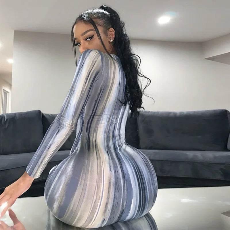 Spring And Summer Dresses For Women Chest Wrap Printed Off Shoulder Bandage Slim Sexy Long Dress 2023 New Fashion party MsChuh - Empire P.E
