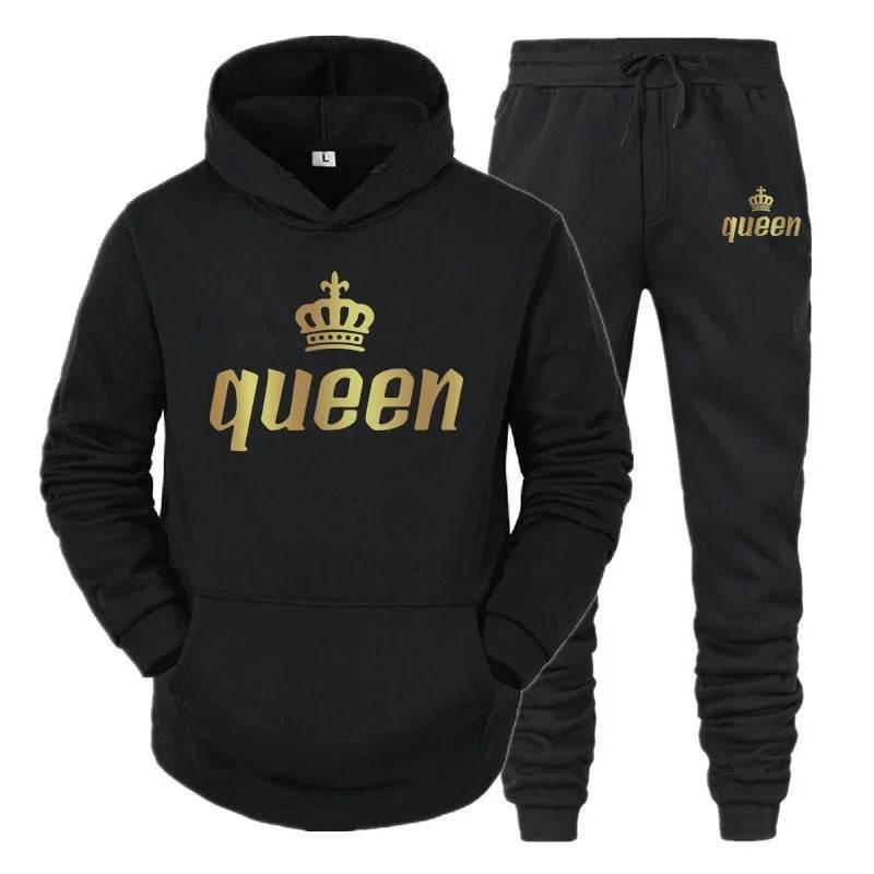 King And Queen Couple Outfit Hoodie and Jogger Pants High Quality Men Women Daily Casual Sport Jogging Suit King Queen Tracksuit - Empire P.E