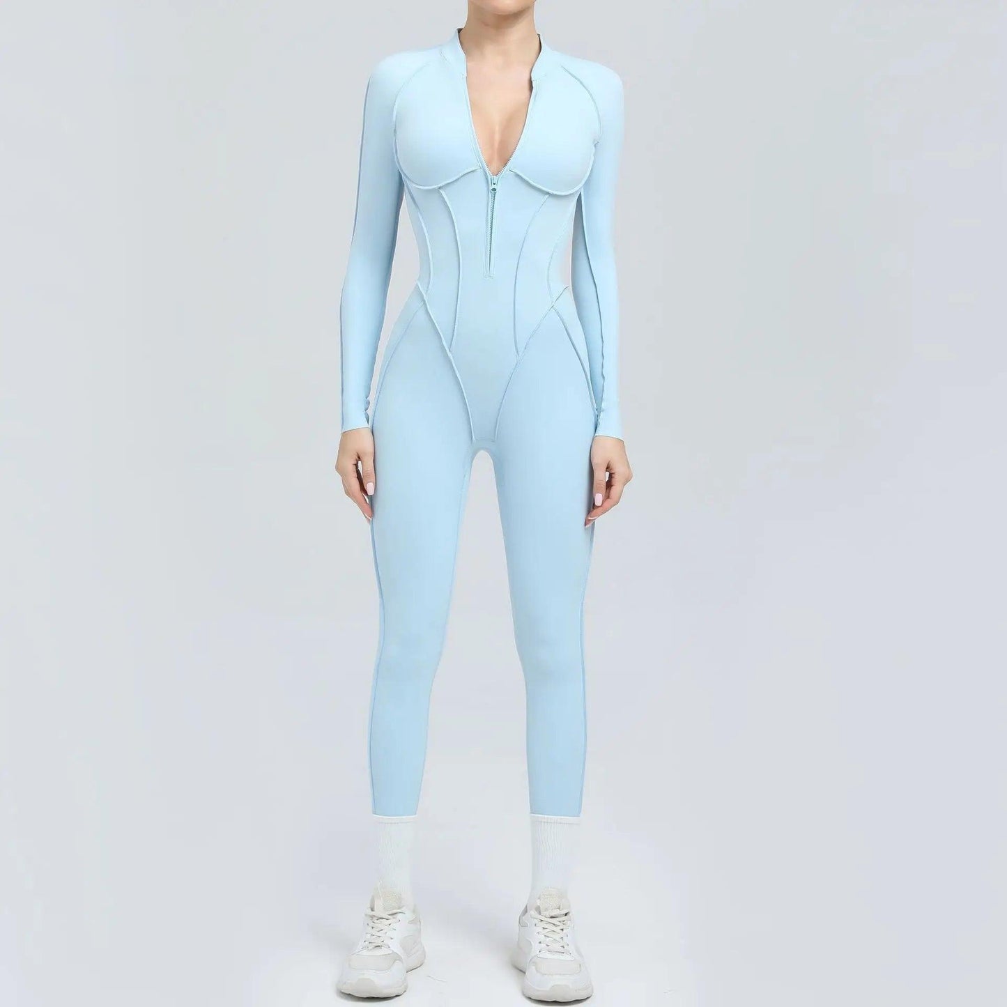Pad Yoga Jumpsuit Short Sleeve Zipper Sports Wear Gym Fitness - Empire P.E