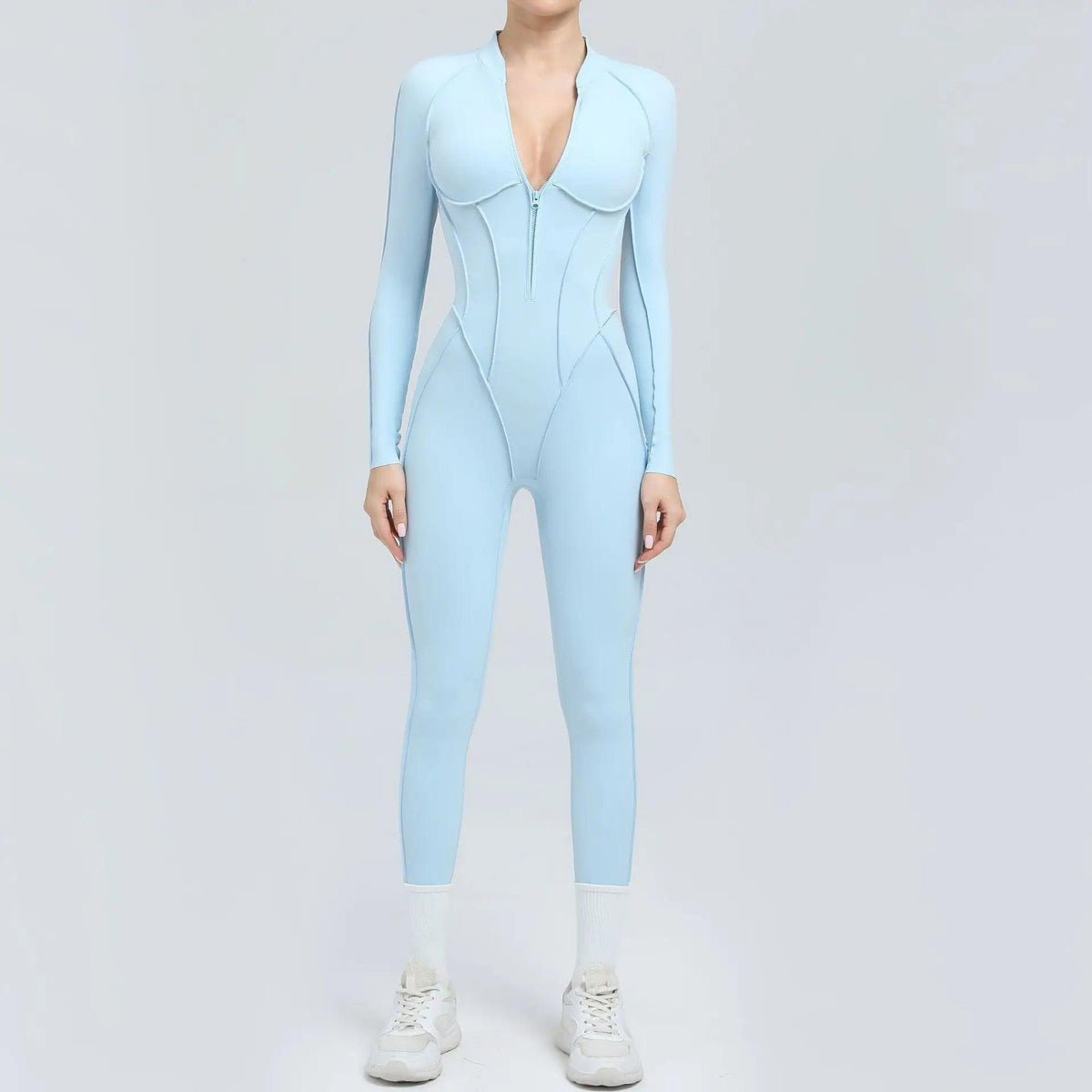 Pad Yoga Jumpsuit Short Sleeve Zipper Sports Wear Gym Fitness - Empire P.E