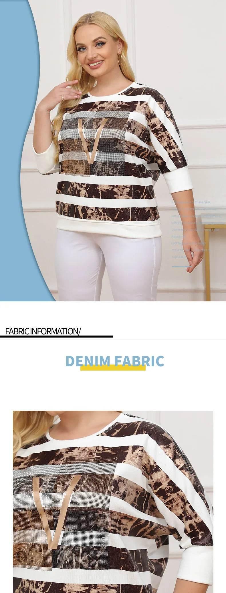 Women's Plus Size Sweater Spring Fashion Elegant Sweater Suitable for Round Women's Cotton Casual Fashion Top - Empire P.E