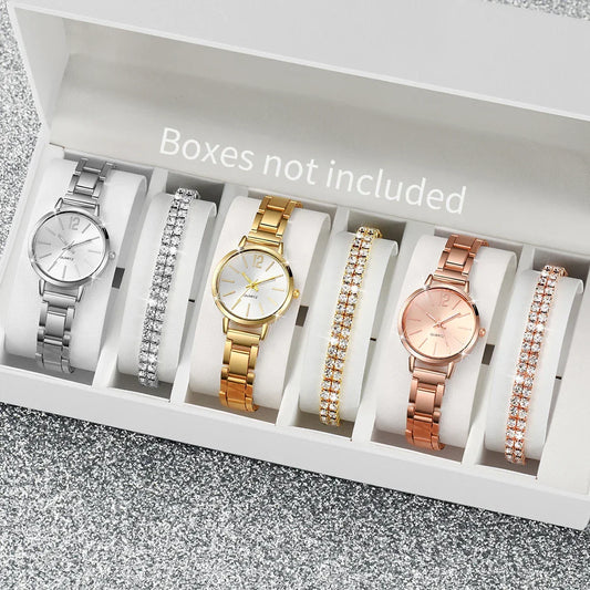 6PCS/Set Women's Quartz Watches Diamond Bracelets Set - Empire P.E
