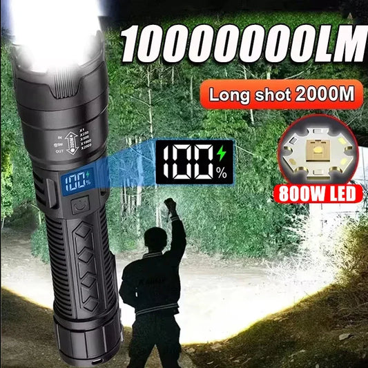 High Power 2000LM LED Flashlight Built-in Battery USB Rechargeable - Empire P.E