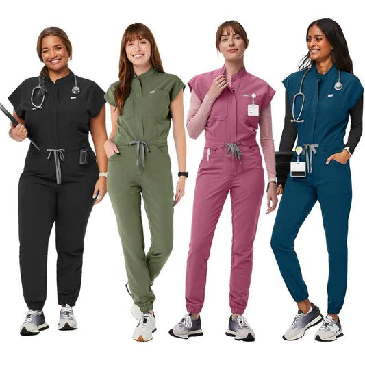 New Jumpsuits Medical Scrubs Uniform Short Sleeve