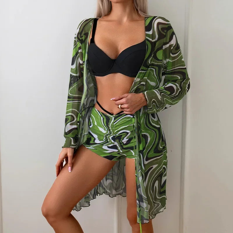 Women's 3 Pack Print High Waist Bikini Sets