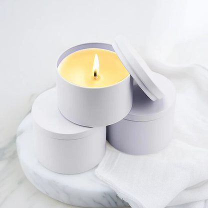 24-Pack 8oz/4oz Metal Candle Tins with Wood Grain Lids