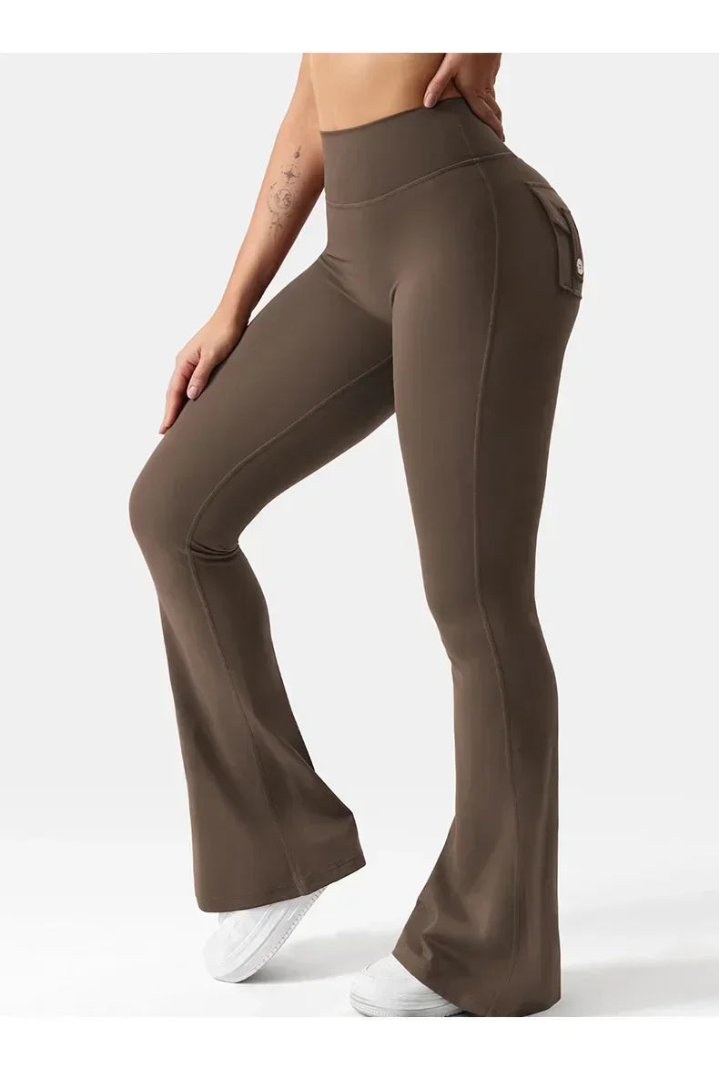 Fitness Yoga Leggings for Women Pocket Scrunched Gym Leggings High Waist Butt Liftting Tights Sexy Booty Shorts Bell-bottoms - Empire P.E