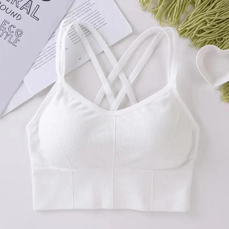 Sexy Women Tops Back Cross Strap Tank Top Push Up Running Sports Bra Breathable Soft Fitness Beauty Solid Color Yoga Bra - Empire P.E