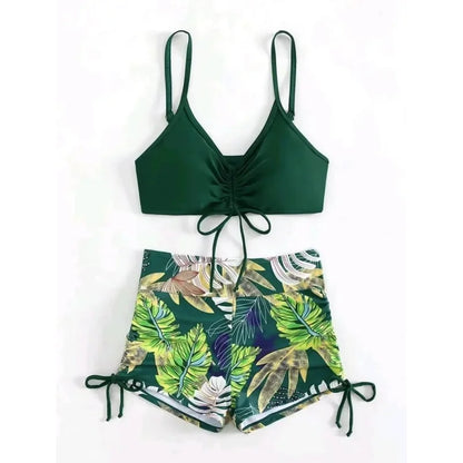 Women's Casual Drawstring Split High Waist Swimsuit 2025