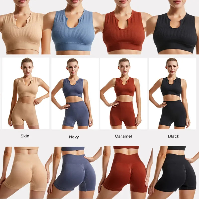 Gym Set Workout Clothes Seamless Leggings Sports Bra Yoga Set - Empire P.E