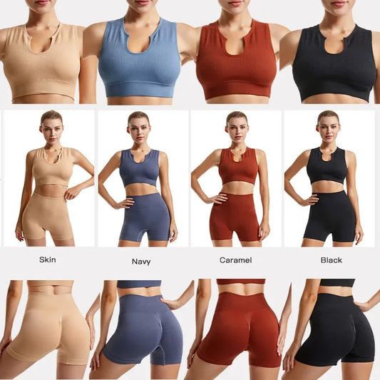Gym Set Workout Clothes Seamless Leggings Sports Bra Yoga Set - Empire P.E