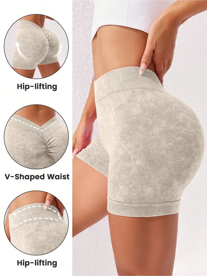 Women's Washed Yoga Shorts Fitness