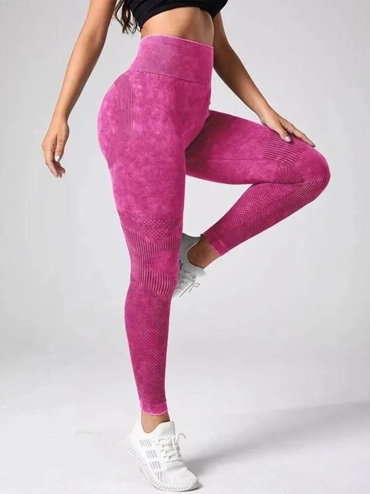 Women's 2-Piece Yoga Basic Tie Dye Tummy Control Sports Leggings - Empire P.E
