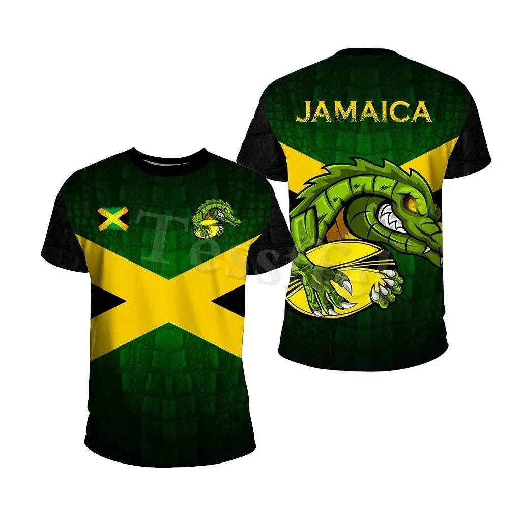 Jamaica Lion Emblem Summer New Fashion 3D Printed Top T-shirt Men and Women Can Be Large Size Loose Fashion Short Sleeves - Empire P.E
