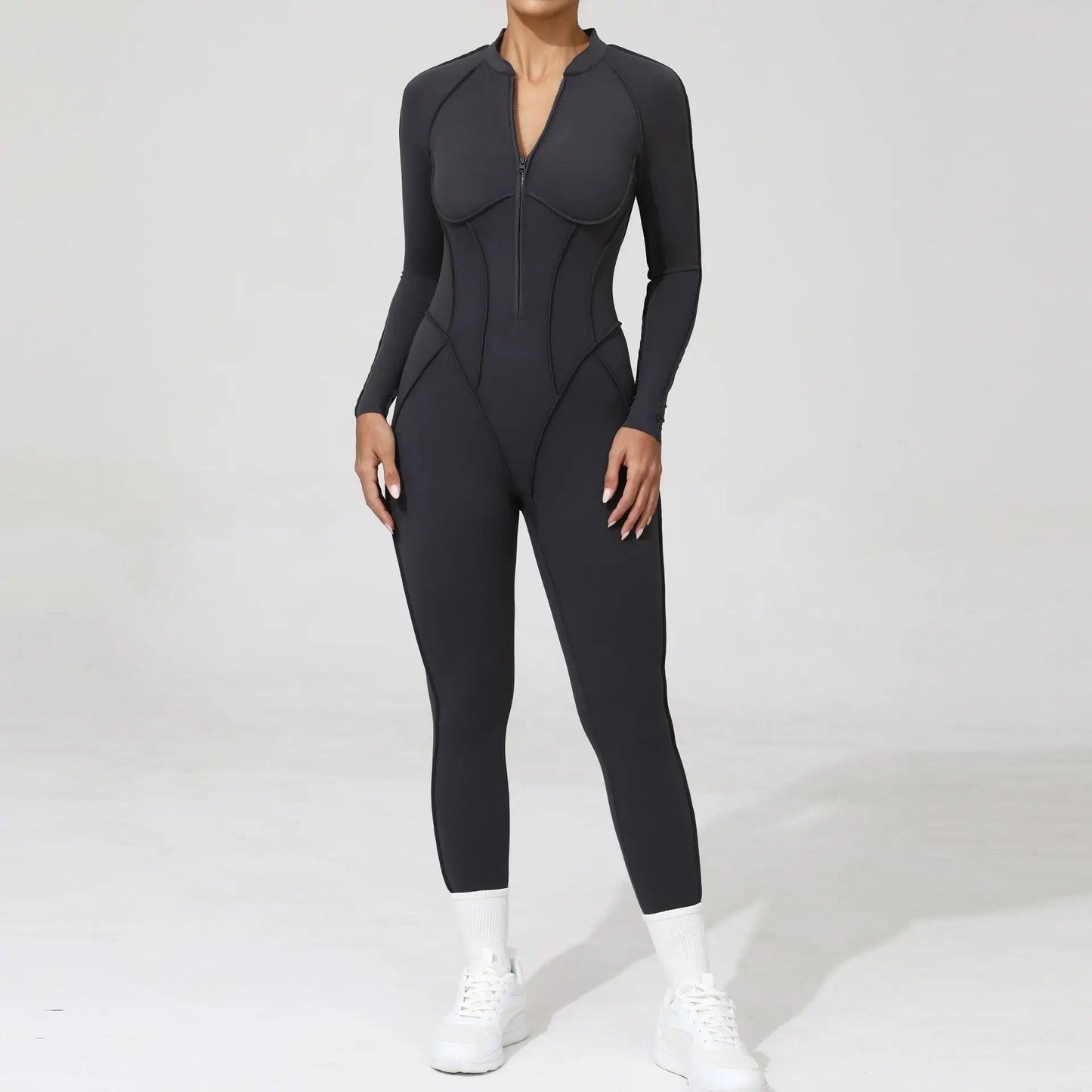 Pad Yoga Jumpsuit Short Sleeve Zipper Sports Wear Gym Fitness - Empire P.E