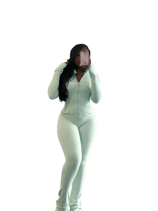 Casual Women's Long Sleeve Tight Fitting Sports Clothing 2-Piece Set - Empire P.E