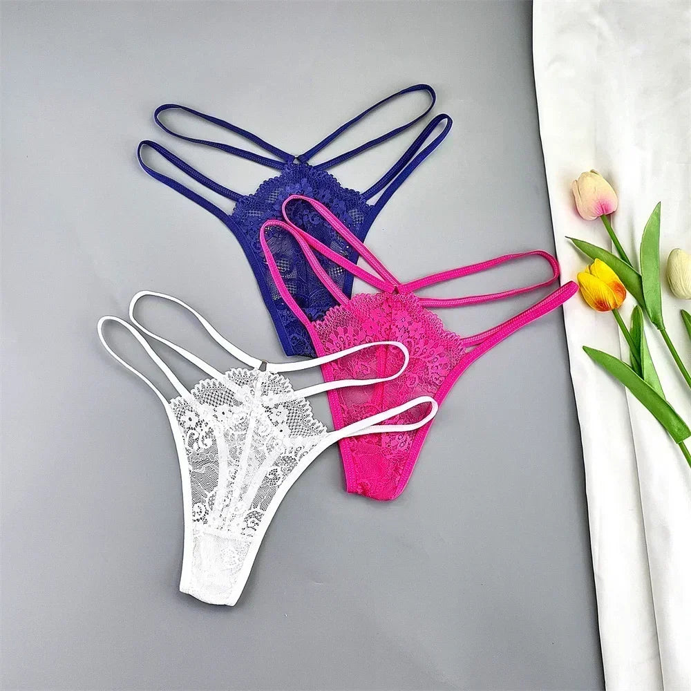 3 Pcs Lace Thin Strap Thong Women Low Waist - Empire P.E