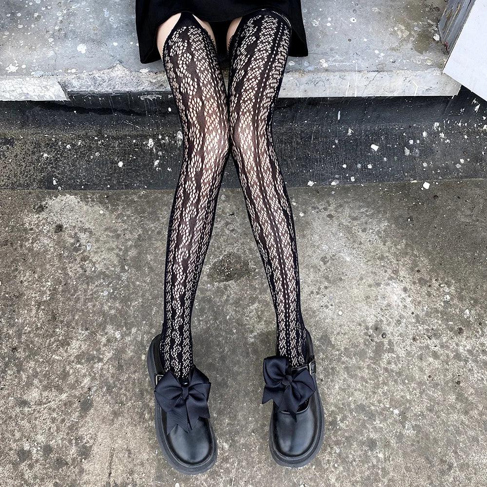 Floral Fishnet Sexy High Waist Open Crotch Lingerie - Empire P.E