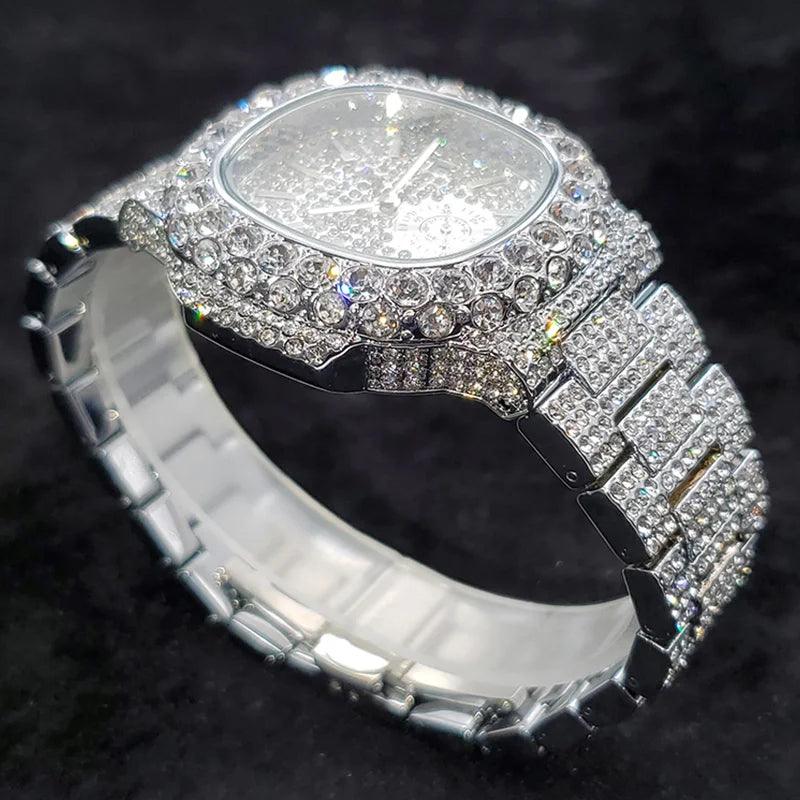 Luxury Diamond Watch Men Hip Hop Street Style Date Display Quartz Timepiece Iced Out Party Jewelry Wristwatch Hot Sale Product - Empire P.E