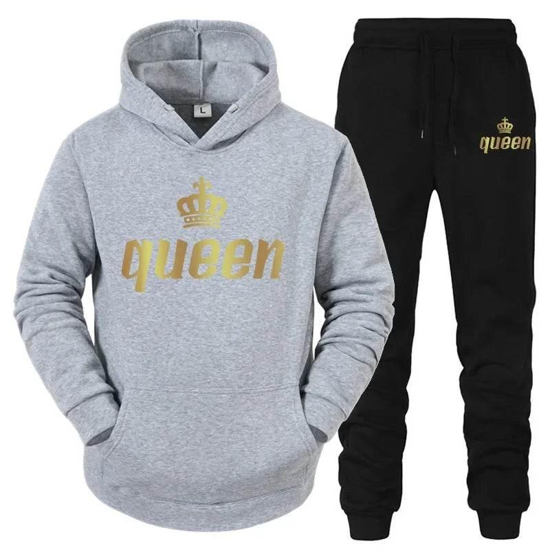 King And Queen Couple Outfit Hoodie and Jogger Pants High Quality Men Women Daily Casual Sport Jogging Suit King Queen Tracksuit - Empire P.E