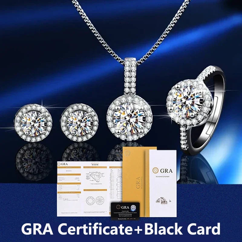 Moissanite Rings For Women Round Cut, Earrings Luxury Copper Trend, Moissanite Necklace Pendant - Empire P.E