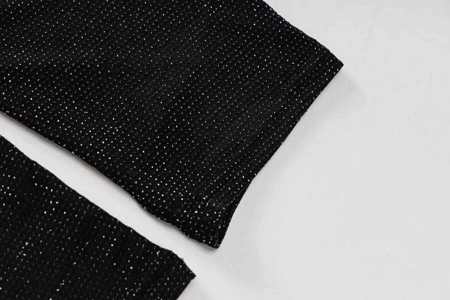 Sequins Silk Jumpsuits With Headwear 2024 Autumn Women Sexy Turtleneck Backless Long Sleeve Skinny Overalls Party Club Rompers - Empire P.E