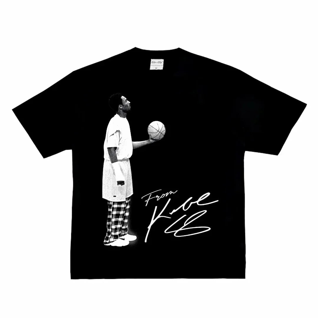 Kobe Looked Up At The American Heavy Women Men T-shirt Digital Direct Spray To Do Old Street Basketball Short Sleeve T Shirt - Empire P.E