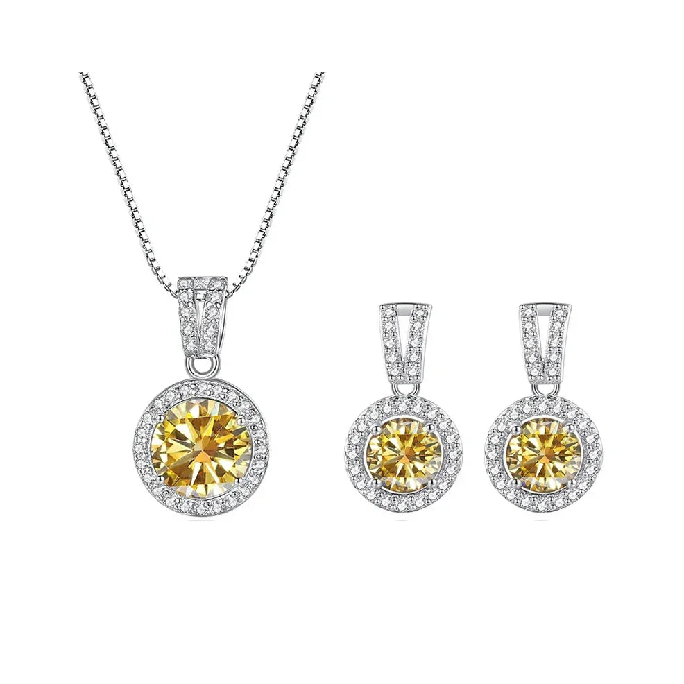2ct total Moissanite Jewelry Set Sterling Silver 925 Necklace Earrings - Empire P.E