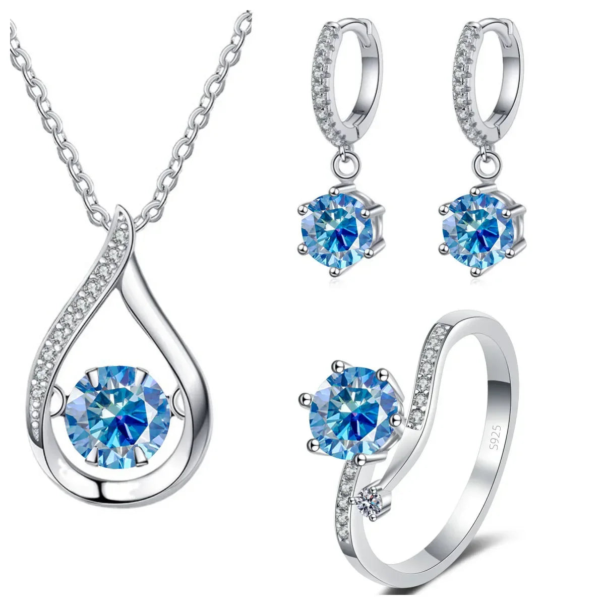 Real 925 Silver Moissanite Jewelry Set - Empire P.E