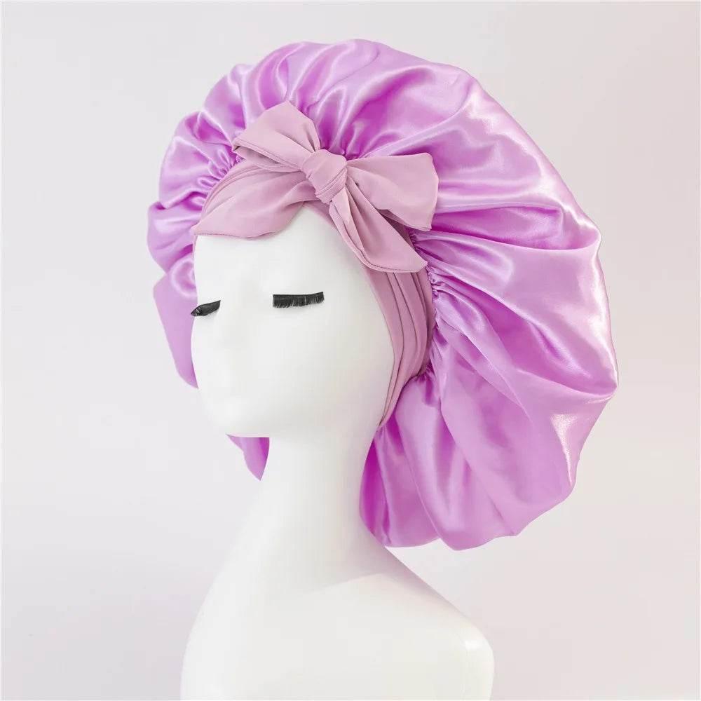 Adjustable Satin Silk Bonnet with Tie Band for Women - Empire P.E